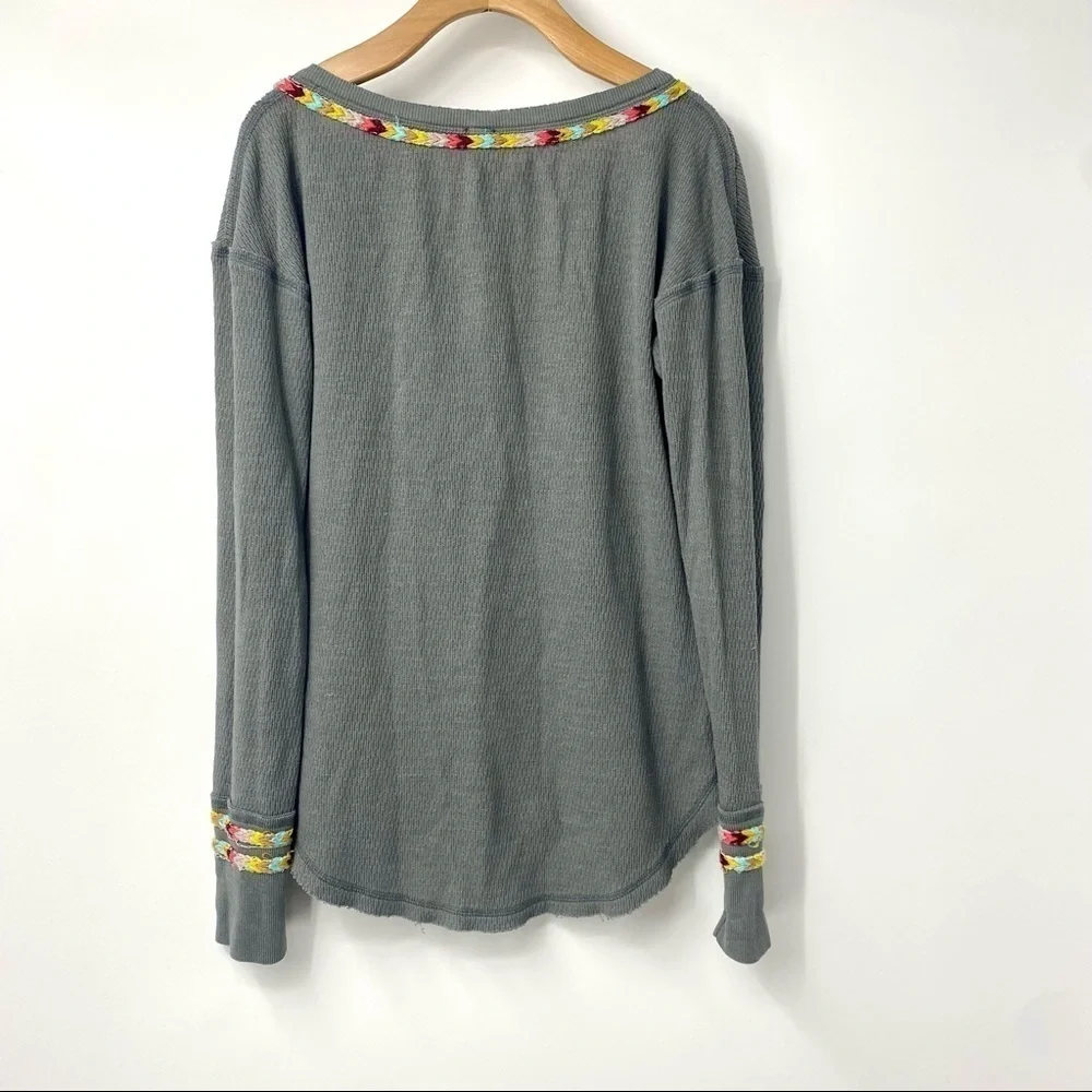 Free People rainbow thermal Henley top S
